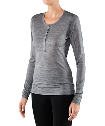FALKE Damen Silk Wool W L/S Baselayer Shirt, Grau (Grey-heather 3757), XS EU von FALKE