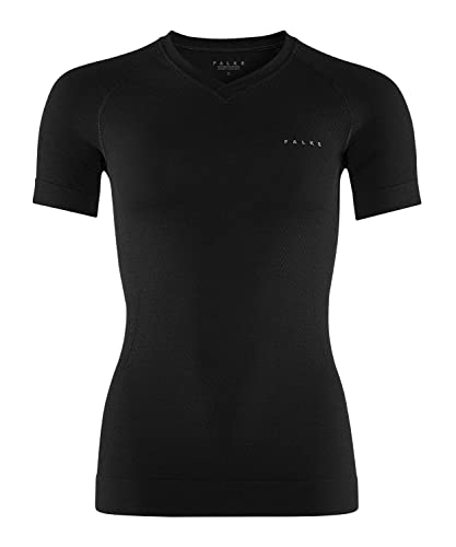 FALKE Damen Baselayer-Shirt Wool-Tech Light V Neck W S/S SH Wolle Schnelltrocknend 1 Stück, Schwarz (Black 3000), L von FALKE