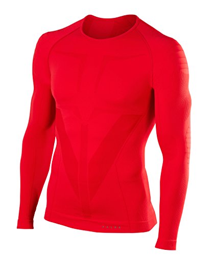 FALKE Herren Baselayer-Shirt Warm Round Neck M L/S SH Funktionsgarn Schnelltrocknend 1 Stück, Rot (Scarlet 8070), XL von FALKE