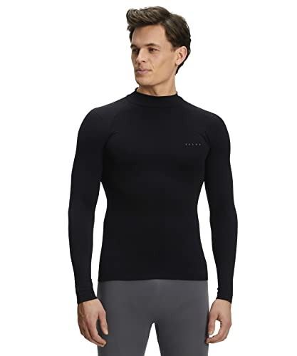 FALKE Herren Baselayer-Shirt Warm High Neck M L/S SH Funktionsgarn schnelltrocknend 1 Stück, Schwarz (Black 3000), L von FALKE