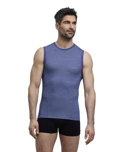 FALKE Herren Baselayer-Shirt Wool-Tech Light M S/l Sh Wolle Funktionsmaterial schnelltrocknend 1 Stück, Blau Capitain 6751, XXL von FALKE