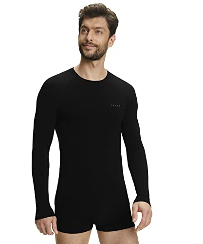 FALKE Herren Baselayer-Shirt Wool-Tech Light Round Neck M L/S SH Wolle Schnelltrocknend 1 Stück, Schwarz (Black 3000), M von FALKE