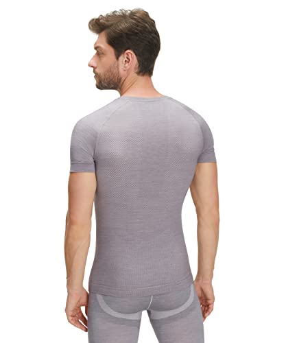 FALKE Herren Baselayer-Shirt Wool-Tech Light Round Neck M S/S SH Wolle Schnelltrocknend 1 Stück, Grau (Grey-Heather 3757), L von FALKE
