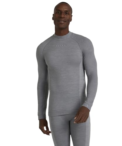 FALKE Herren Baselayer-Shirt Wool Tech. Trend Funktionsmaterial Wolle Schnelltrocknend Warm 1 Stück, Grau (Grey-Heather 3757), XXL von FALKE
