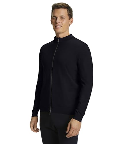 FALKE Herren Strickjacke Basic New Merino Zip M Ja Wolle weich elegant klassisch für Business und Freizeit 1 Stück, Blau Night Sky 6437, XL von FALKE