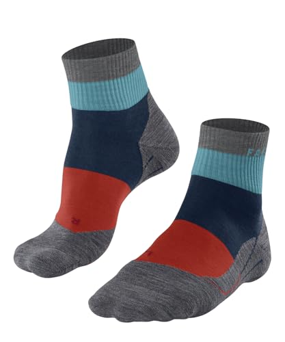FALKE Herren Wandersocken TK5 Wander Short M Sso Wolle Funktionsmaterial antiblasen dünn 1 Paar, Blau Blue Pond 6598 Stripe, 39-41 von FALKE