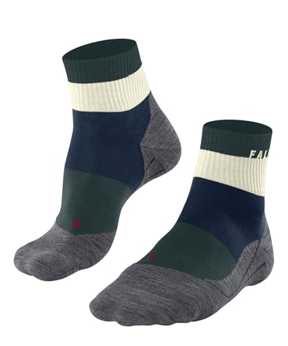 FALKE Herren Wandersocken TK5 Wander Short M Sso Wolle Funktionsmaterial antiblasen dünn 1 Paar, Grün Peacock 7373 Stripe, 44-45 von FALKE