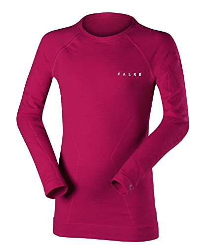 FALKE Unisex Kinder Baselayer-Shirt Wool-Tech K L/S SH Wolle schnelltrocknend 1 Stück, Pink (Berry 8284), 170-176 von FALKE