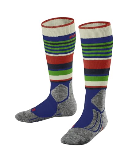 FALKE Unisex kinder Skisocken SK2 Intermediate K Kh Wolle Funktionsmaterial warm dick 1 Paar, Blau Yve 6714 Trend, 27-30 von FALKE