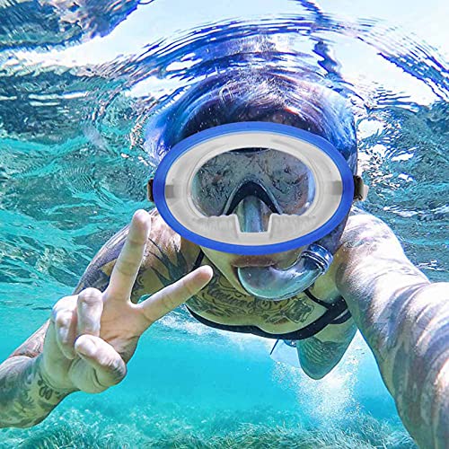 FAMKIT Schnorcheln Tauchmaske Silikon Tauchmaske Antibeschlag Einzelglas Taucherbrille Transparent Blau zum Schwimmen Schnorcheln Tauchen von FAMKIT