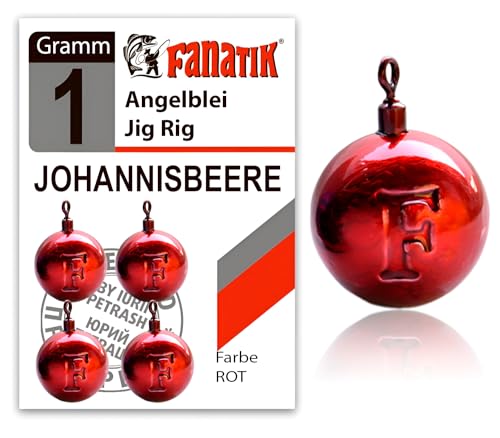 FANATIK Jig Rig Angelblei JOHANNISBEERE Drop Shot Blei 1g-35g (2.5 Gramm - 4 Stück, ROT) von FANATIK