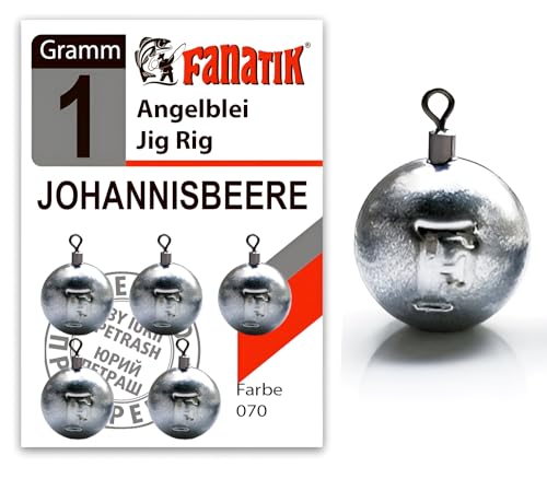 FANATIK Jig Rig Angelblei JOHANNISBEERE Drop Shot Blei 1g-35g (9 Gramm -5 Stück, 070 - Silber) von FANATIK