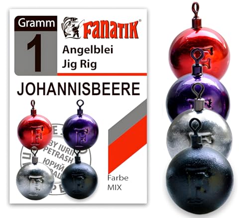 FANATIK Jig Rig Angelblei JOHANNISBEERE Drop Shot Blei 1g-35g (9 Gramm - 4 Stück, Mix) von FANATIK