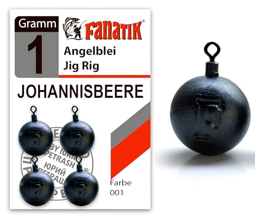 FANATIK Jig Rig Angelblei JOHANNISBEERE Drop Shot Blei 1g-35g (21 Gramm - 4 Stück, 001 - Schwarz) von FANATIK