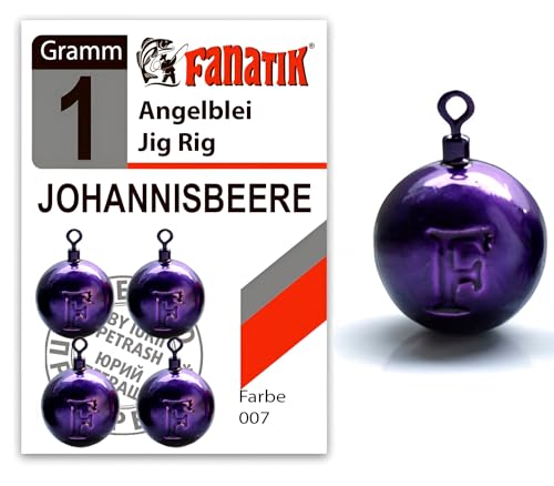FANATIK Jig Rig Angelblei JOHANNISBEERE Drop Shot Blei 1g-35g (11 Gramm - 4 Stück, 007 - Violett) von FANATIK