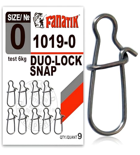 FANATIK Karabiner Duo-Lock 1019##000, 00, 0, 1, 2 Fast Lock snap Wirbel Angel (Schwarz, 0: 16mm - 6kg - 10 Stück) von FANATIK
