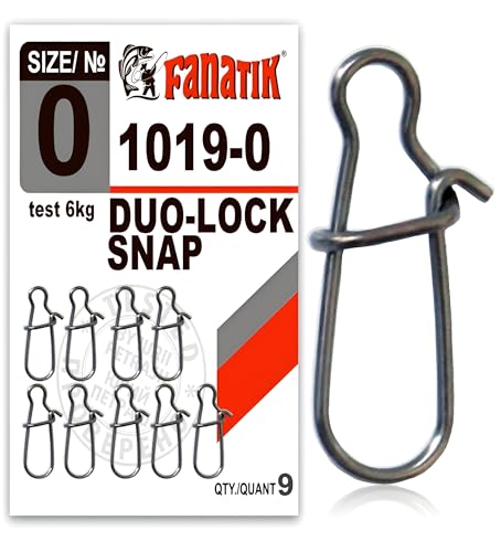 FANATIK Karabiner Duo-Lock 1019##000, 00, 0, 1, 2 Fast Lock snap Wirbel Angel (Schwarz, 2: 18mm - 11kg - 9 Stück) von FANATIK