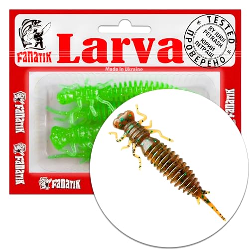 FANATIK Larva 1.6 2 2.5 3 3.5 4.5" 4-11cm Gummiköder mit Aroma Gummifisch Fanatic Jig Soft Bait Lure Kunstköder Angeln Köder Gummishad Baits Lures Twister Softbaits Softbait (004, 1.6) von FANATIK