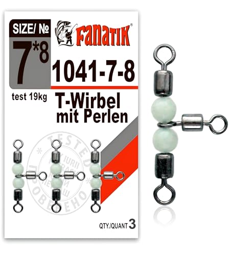 FANATIK T-Wirbel m/Perlen 1041 Triple Swivel w/Beads Kreuzwirbel Angeln (#2/0 * 1/0 30kg 2 Stück) von FANATIK