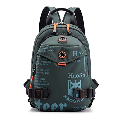 FANDARE Brusttasche Sling Bag Schulrucksack Sporttasche Herren Damen Schulranzen Umhängetaschen Crossover Rucksack Schultertasche Outdoor mit Kopfhörer-Loch & Abnehmbarer Schultergurt Dunkelgrün von FANDARE