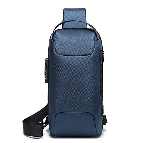 FANDARE Brusttasche, Sling Crossbody Bag mit USB, für Herren und Damen, Business, große Schultertasche, Jungen, Gürteltasche, Umhängetasche, für Reisen, Wandern, Radfahren, Jogging, langlebig, blau, von FANDARE