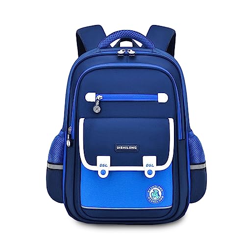 FANDARE Kinderrucksack Schulranzen für 4-9 Grad Mädchen Junge Schulrucksack Britischer Stil Büchertaschen für Grund-, Mittel schüler Rucksack Hochschule Schultertasche Reisen Daypacks Himmelblau L von FANDARE