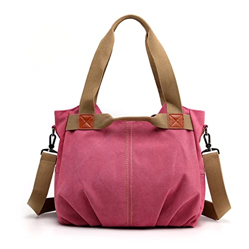 FANDARE Leinwand Handtaschen Schultertasche Damen Umhängetasche Vintage Frauen Arbeitstasche für Shopper Reisen Crossbody Messenger Bag Rosa von FANDARE