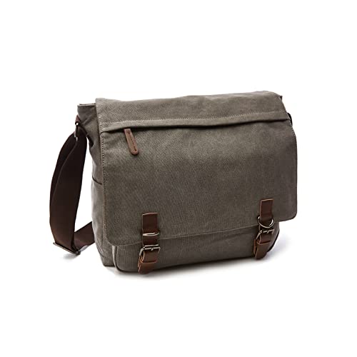 FANDARE Retro Umhängetasche Herren Segeltuch Arbeitstasche Messenger Bag Schultertasche passen 12,9-Zoll-Laptop Herrentasche Umhängen für Reise Schule Hochschule Arbeit Outdoor Schulranzen Grau von FANDARE