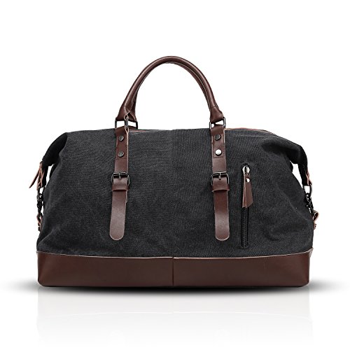 FANDARE Sporttasche Reisetasche Handgepäck Weekender für Damen Herren Multifunktion Umhängetasche Canvas Sporttasche Duffel Bag für Übernachtung Strandhandtasche Reisen Outdoor Camping Schwarz von FANDARE