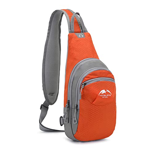 FANDARE Unisex Brusttasche Sport-Schultertaschen Sling Bag Herren Damen Umhängetaschen Crossover Rucksack Schultertasche Daypacks für Outdoor Reisen Camping Wanderrucksäcke Crossbody Pack Orange von FANDARE