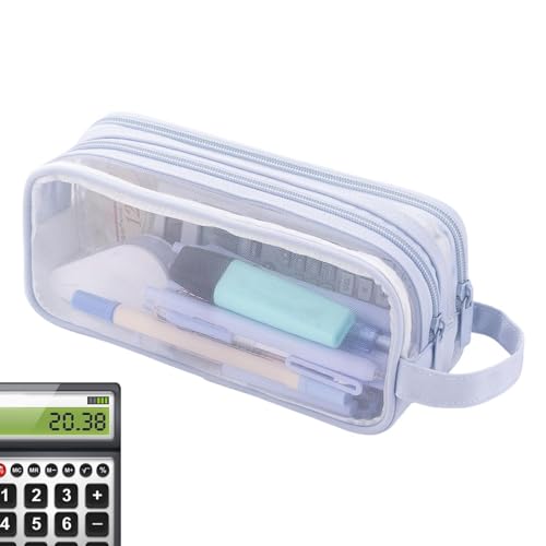 FANGZ Gitternetz-Federmäppchen, durchsichtiges Netz-Federmäppchen - Handheld-Multifunktions-Stifttasche mit 2 Fächern,Handheld-Multifunktions-Bleistifttasche, transparente Make-up-Farbtasche, von FANGZ