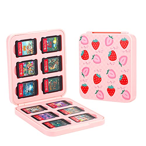 FANPL Game Case Holder for Nintendo Switch/OLED/Lite,12 Game Card and 12 Micro SD Card Slots Portable Storage Case for Switch, Cute Switch Cartridge Box with Hard Shell & Soft Liner-Pink Strawberry, FANPL Game Case Holder for Nintendo Switch/OLED/Lite,12 Game Card and 12 Micro SD Card Slots Portable Storage Case for Switch, Cute Switch Cartridge Box with Hard Shell & Soft Liner-Pink Strawberry, von FANPL