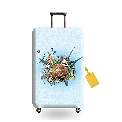 FANSU 3D Bedruckte Kofferhülle, Elastisch Kofferschutzhülle für Reisekoffer, Waschbar Verschleißfest Verdicken Reisekoffer Schutzhülle Gepäck Cover mit Reißverschluss (L(25-28 "),Blau) von FANSU