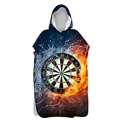 FANSU Badeponcho Strandtuch Mikrofaser Schnelltrockend Bademantel Poncho mit Kapuzen Duschtuch Handtuch Schwimmen Surfing Strand Tauchen für Damen Herren (Darts,80x145cm) von FANSU