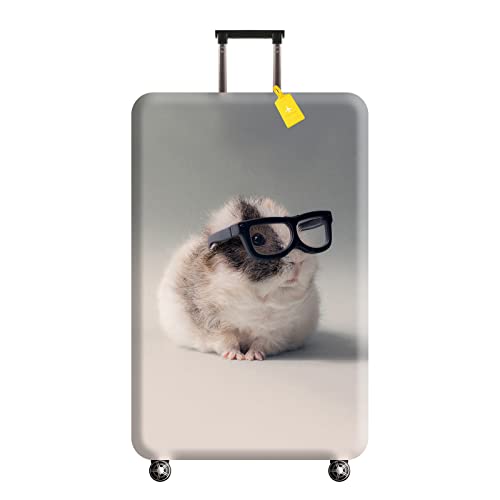 FANSU Elastisch Kofferhülle, Tier Muster Kofferschutzhülle Gepäckabdeckung Reise Kofferhülle/Gepäck Cover/Koffer Schutzhülle/Hülle für Reisekoffer (L(25~28 Zoll),Hamster) von FANSU