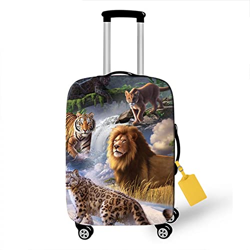 FANSU Elastisch Kofferhülle Kofferschutzhülle, 3D Tier Druck für 18 bis 32 Zoll Reisekoffer Schutzhülle mit Reißverschluss, Elasthan, Waschbar Gepäckabdeckung (S(18-21in),Löwe) von FANSU