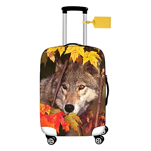 FANSU Elastisch Kofferhülle Kofferschutzhülle, 3D Tier Stil Reisekoffer Schutzhülle mit Reißverschluss, Elasthan, Waschbar Gepäckabdeckung - 18 bis 32 Zoll (XL(29-32in),Wolf) von FANSU