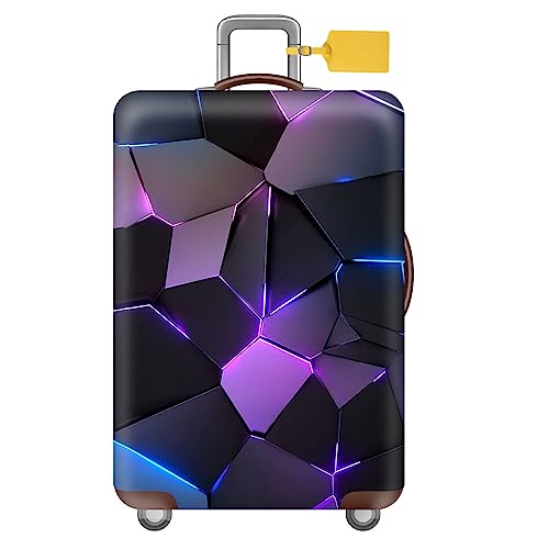 FANSU Elastisch Kofferhülle Kofferschutzhülle, Cyberpunk Stil Reisekoffer Schutzhülle mit Reißverschluss, Elasthan, Waschbar Gepäckabdeckung - 18 bis 32 Zoll (L(26-28in),Puzzle) von FANSU
