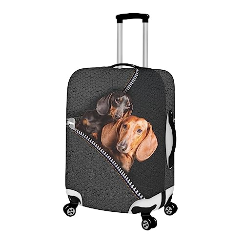 FANSU Kofferhülle Elastisch Kofferschutzhülle, 3D Tier Drucken Reisekoffer Schutzhülle mit Reißverschluss, Elasthan, Waschbar Gepäckabdeckung - 18 bis 32 Zoll (L(26-28in),Hund) von FANSU