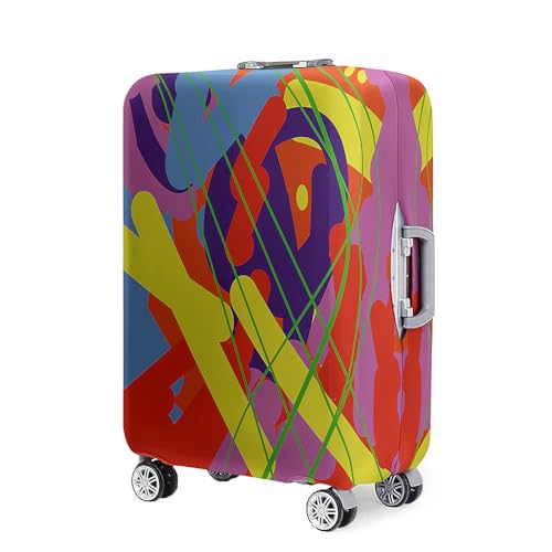 FANSU Kofferhülle Kofferschutzhülle, Bunte Graffiti Druck Elastisch Reisekoffer Schutzhülle mit Reißverschluss, Waschbar Gepäckabdeckung - 18 bis 32 Zoll (Violett Rot,XL(29-32in)) von FANSU