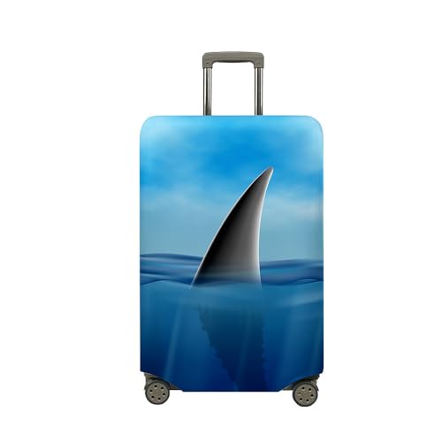 FANSU Kofferhülle Kofferschutzhülle, Hai Druck Elastisch Reisekoffer Schutzhülle mit Reißverschluss, Waschbar Gepäckabdeckung - 18 bis 32 Zoll (Blau,L(26-28in)) von FANSU