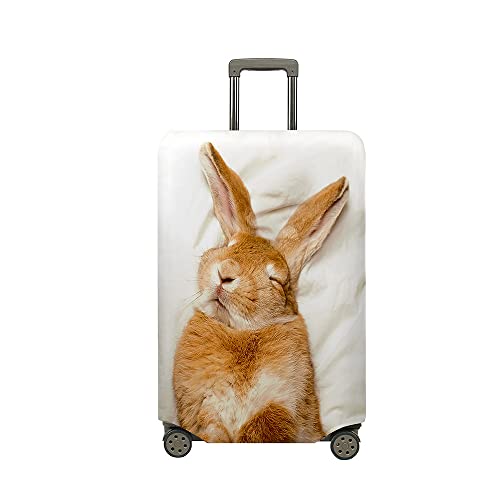 FANSU Kofferhülle Kofferschutzhülle, Kaninchen Druck Elastisch Reisekoffer Schutzhülle mit Reißverschluss, Waschbar Gepäckabdeckung - 18 bis 32 Zoll (Beige,L(26-28in)) von FANSU
