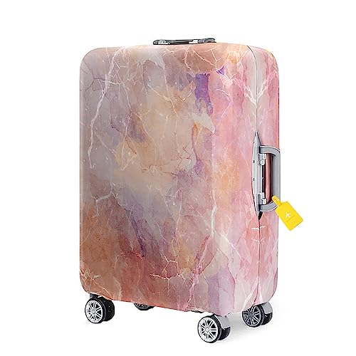 FANSU Kofferhülle Kofferschutzhülle, Marmor Drucken Elastisch Gepäckabdeckung Koffer Koffer Schutzhülle mit Reißverschluss Gepäck Cover Hülle für Reisekoffer (L(26~28 Zoll),Rosa) von FANSU