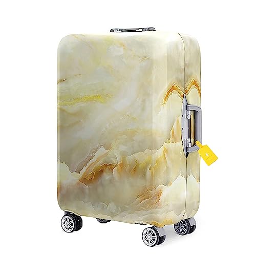 FANSU Kofferhülle Kofferschutzhülle, Marmor Drucken Elastisch Gepäckabdeckung Koffer Koffer Schutzhülle mit Reißverschluss Gepäck Cover Hülle für Reisekoffer (Gelb,M(22~24 Zoll)) von FANSU