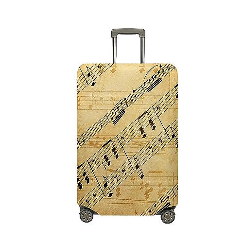 FANSU Kofferhülle Kofferschutzhülle, Musik Druck Elastisch Reisekoffer Schutzhülle mit Reißverschluss, Waschbar Gepäckabdeckung - 18 bis 32 Zoll (Gelb,XL(29-32in)) von FANSU