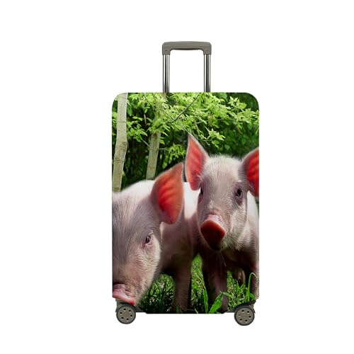 FANSU Kofferhülle Kofferschutzhülle, Schwein Druck Elastisch Reisekoffer Schutzhülle mit Reißverschluss, Waschbar Gepäckabdeckung - 18 bis 32 Zoll (Grün,L(26-28in)) von FANSU