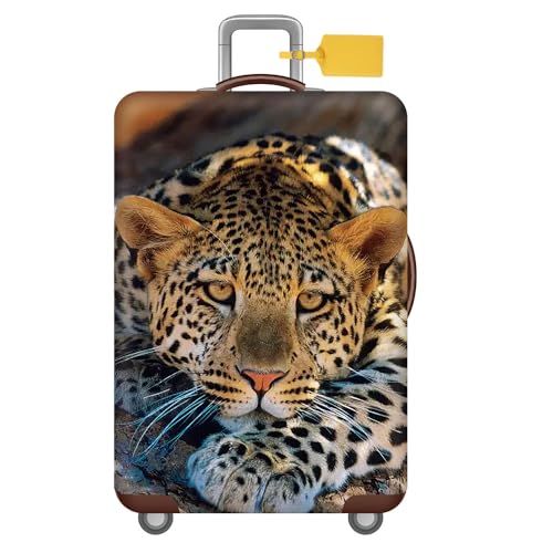 FANSU Kofferhülle Kofferschutzhülle, Tier Druck Elastisch Reisekoffer Schutzhülle mit Reißverschluss, Waschbar Gepäckabdeckung - 18 bis 32 Zoll Koffer (Leopard,L(26-28in)) von FANSU