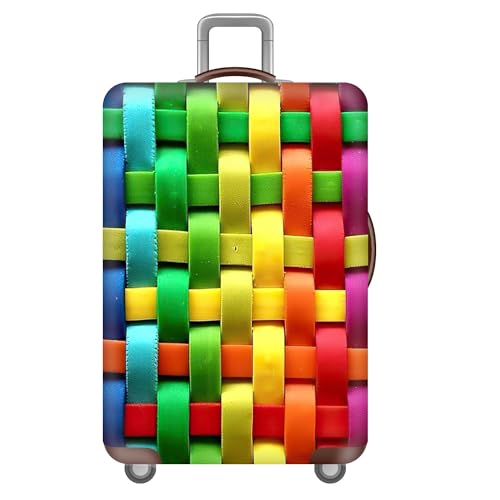 FANSU Kofferhülle Kofferschutzhülle Mehrfarbig Druck Elastisch Reisekoffer Schutzhülle mit Reißverschluss, Waschbar Gepäckabdeckung - 18 bis 32 Zoll (mehrfarbiges Netz,L(26-28in)) von FANSU