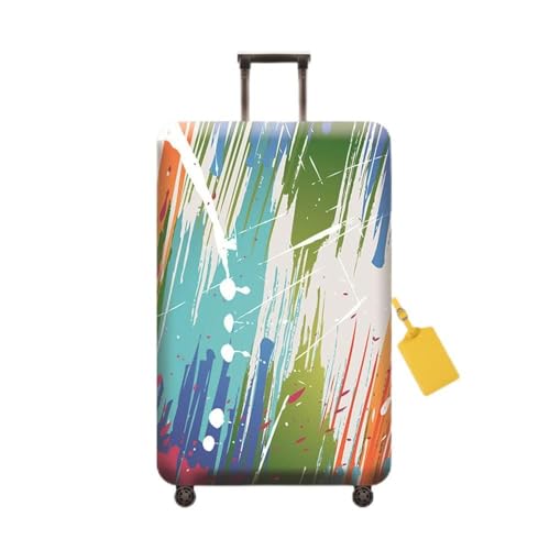 FANSU Kunst Pigment Graffiti-Druck Elastisch Kofferhülle Kofferschutzhülle für Reisekoffer, Waschbar Verdicken Reisekoffer Schutzhülle Gepäck Cover mit Reißverschluss (L(25-28"),Blau) von FANSU