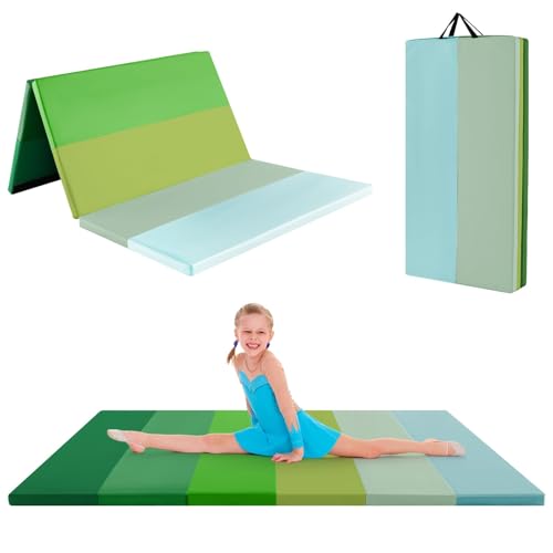 FANTASK Klappbare Turnmatte für zuhause, 180 x 120cm, Fitnessmatte 5 fach faltbar aus PU mit Tragegriff, Sportmatte Weichbodenmatte für Kinder Erwachsene von FANTASK